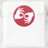Symbool voor interpretatie van gebarentaal ronde sticker (Tas)