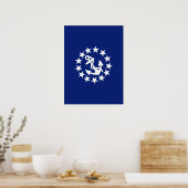 Symbool voor jachtvlag Anchor sterren op blauw Poster (Keuken)