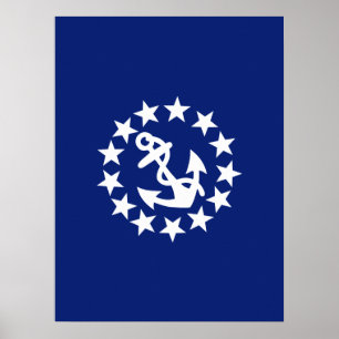 Symbool voor jachtvlag Anchor sterren op blauw Poster