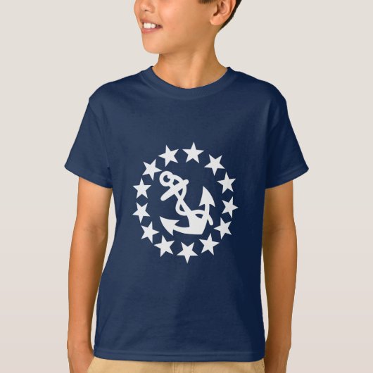 Symbool voor jachtvlag Anchor sterren op blauw T-shirt (Voorkant)