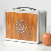 Symbool voor jachtvlag op Nautical Teak Wood Print (In situ)