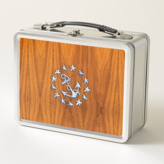 Symbool voor jachtvlag op Nautical Teak Wood Print (Voorkant)