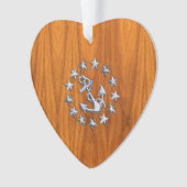 Symbool voor jachtvlag op Nautical Teak Wood Print Ornament (voorkant)