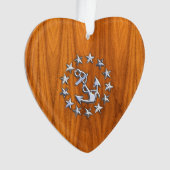 Symbool voor jachtvlag op Nautical Teak Wood Print Ornament (voorkant)