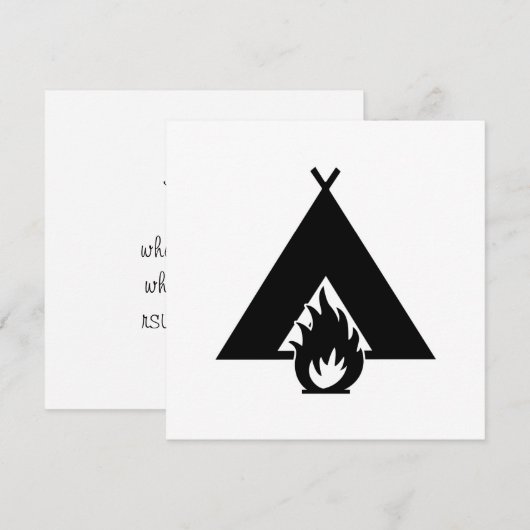 Symbool voor kampvuur en tenten kaart (Voorkant / Achterkant)