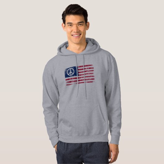 Symbool voor noodlottige Amerikaanse vlag en vrede Hoodie (Voorkant volledig)