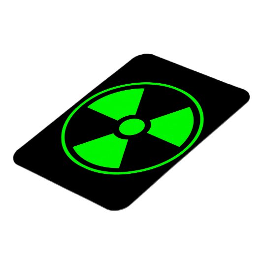 Symbool voor nucleaire radioactieve straling in gr magneet (Linkerzijde)