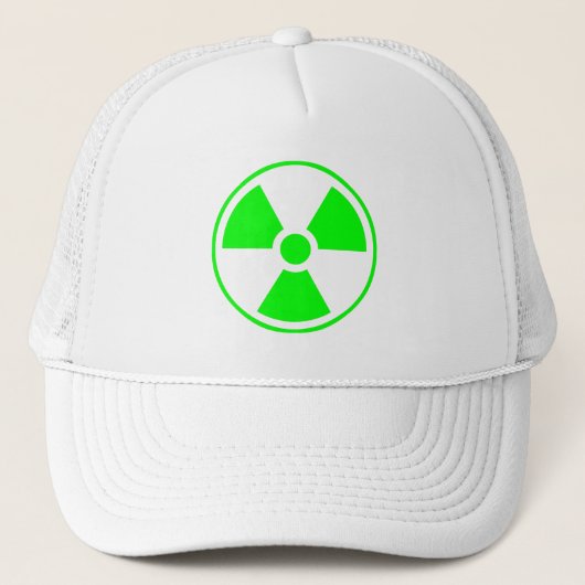 Symbool voor nucleaire radioactieve straling in gr trucker pet (Voorkant)