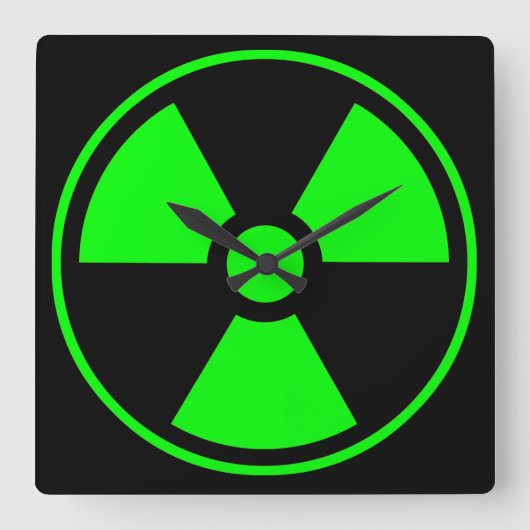 Symbool voor nucleaire radioactieve straling in gr vierkante klok (Voorkant)