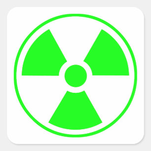 Symbool voor nucleaire radioactieve straling in gr vierkante sticker