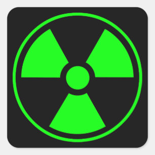 Symbool voor nucleaire radioactieve straling in gr vierkante sticker