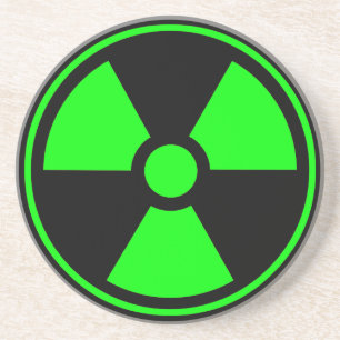 Symbool voor nucleaire radioactieve straling in gr zandsteen onderzetter