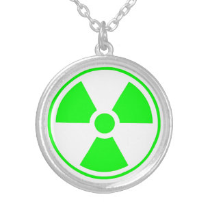 Symbool voor nucleaire radioactieve straling in gr zilver vergulden ketting