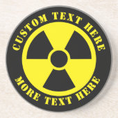 Symbool voor nucleaire radioactieve zwarte en gele zandsteen onderzetter (Voorkant)