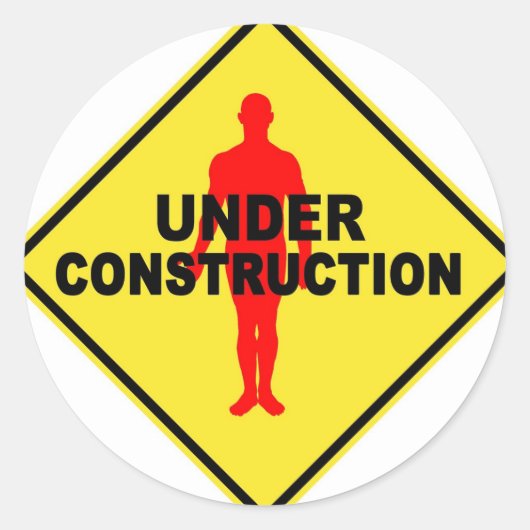 Symbool voor onderhanden werk ronde sticker (Voorkant)