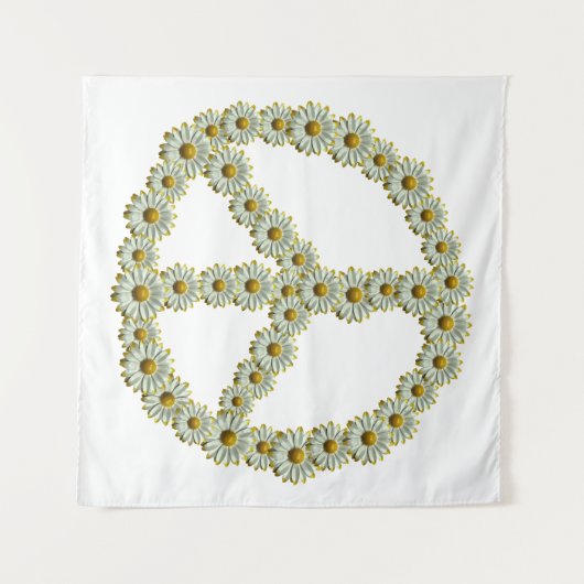 Symbool voor PEACE - Hippie Flower Daisy Wreate Wandkleed (Voorkant (horizontaal))