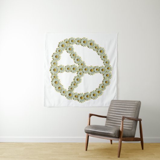 Symbool voor PEACE - Hippie Flower Daisy Wreate Wandkleed (In Situ (horizontaal))
