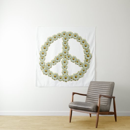 Symbool voor PEACE - Hippie Flower Daisy Wreate Wandkleed (In situ)