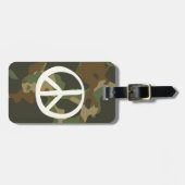 Symbool voor PEACE — Hippie Green Khaki Camouflage Bagagelabel (Voorkant horizontaal)