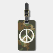 Symbool voor PEACE — Hippie Green Khaki Camouflage Bagagelabel (Voorkant verticaal)