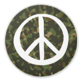Symbool voor PEACE — Hippie Green Khaki Camouflage Keramische Knop (Voorkant)