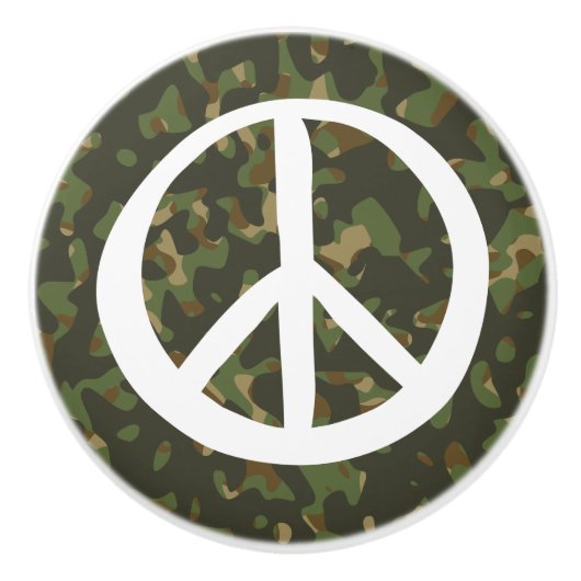 Symbool voor PEACE — Hippie Green Khaki Camouflage Keramische Knop (Voorkant)