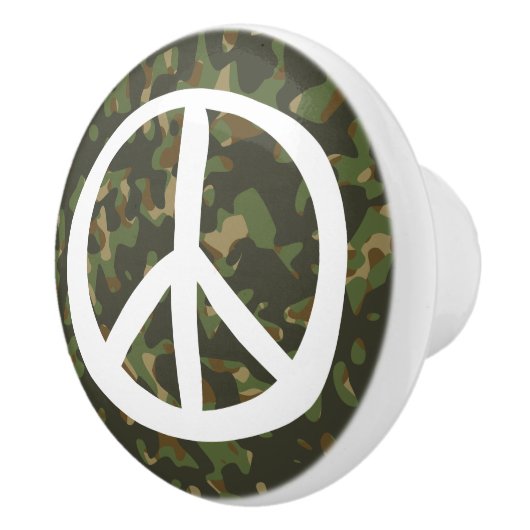 Symbool voor PEACE — Hippie Green Khaki Camouflage Keramische Knop (Rechts)