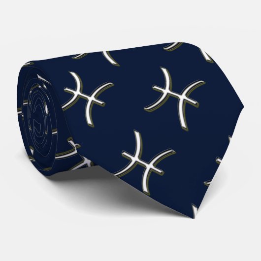 Symbool voor pisces-chrome stropdas (Opgerold)