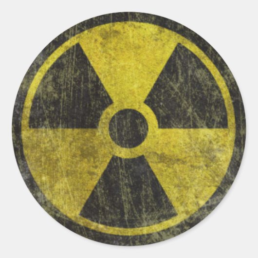 Symbool voor radioactieve graatvorming ronde sticker (Voorkant)