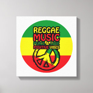 Symbool voor Reggae en Vrede met positieve quotes Canvas Afdruk