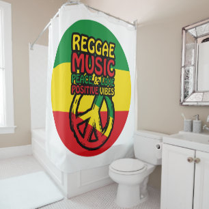 Symbool voor Reggae en Vrede met positieve quotes Douchegordijn