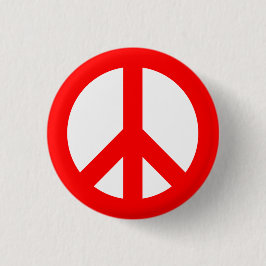 Symbool voor rode en witte vrede ronde button 3,2 cm