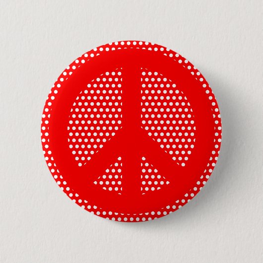 Symbool voor rode en witte vrede ronde button 5,7 cm (Voorkant)