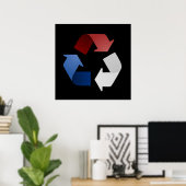 Symbool voor rode, witte en blauwe recycling poster (Thuiskantoor)