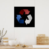 Symbool voor rode, witte en blauwe recycling poster (Keuken)