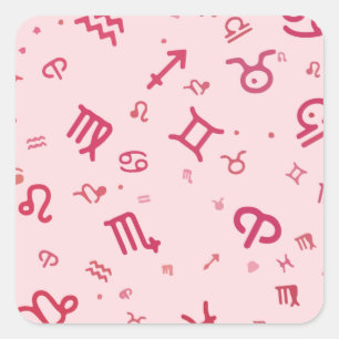 Symbool voor roze asstrologie dierentuin vierkante sticker