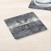 Symbool voor spisces-Zodiac in slijpstaal Kartonnen Onderzetters (Schuin)