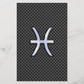 Symbool voor spisserij op afdruk van koolstofvezel briefpapier (Voorkant)