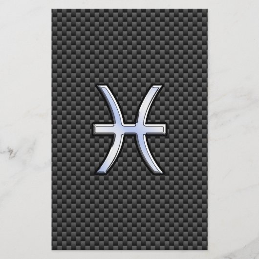 Symbool voor spisserij op afdruk van koolstofvezel briefpapier (Voorkant)