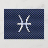 Symbool voor spisserij op blauwe koolstofvezel afd briefkaart (Voorkant)