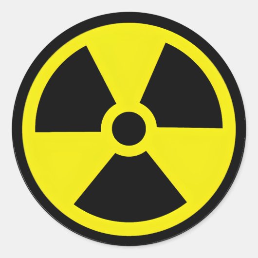 Symbool voor stralingsgevaar ronde sticker (Voorkant)