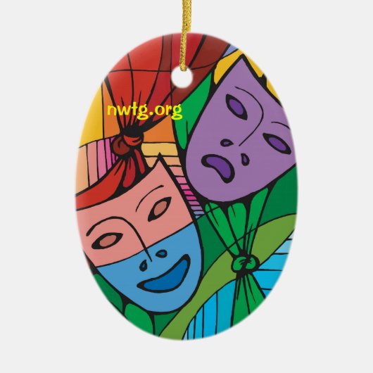 Symbool voor tragedie- en comedy-theater keramisch ornament (Voorkant)