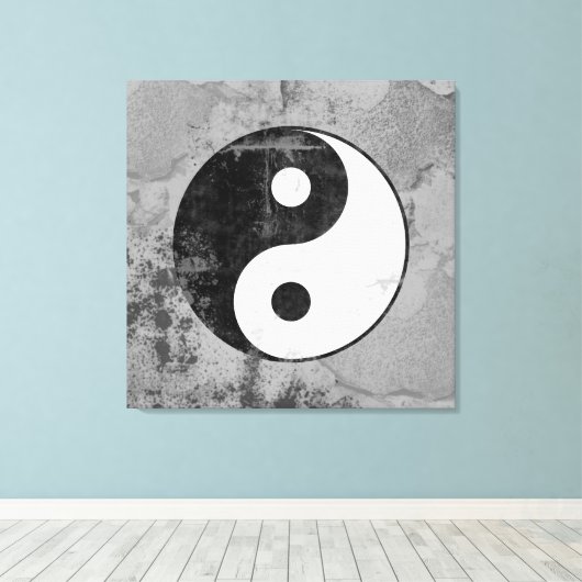 Symbool voor verdringing Yin Yang Canvas Afdruk (Insitu (Houten vloer))