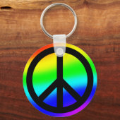 Symbool voor vrede in Bright regenboog Sleutelhanger (Voorkant)