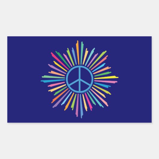 Symbool voor vredesteken rechthoekige sticker (Voorkant)