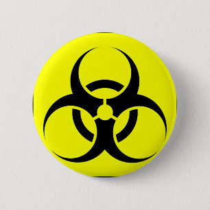 Symbool voor waarschuwing geel biopgevaar of bioge ronde button 5,7 cm