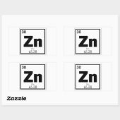 Symbool voor zinkscheikundige scheikundeformules,  rechthoekige sticker (Vel)