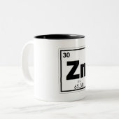 Symbool voor zinkscheikundige scheikundeformules, tweekleurige koffiemok (Voorkant links)