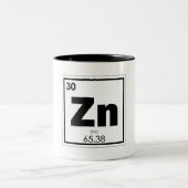 Symbool voor zinkscheikundige scheikundeformules, tweekleurige koffiemok (Center)