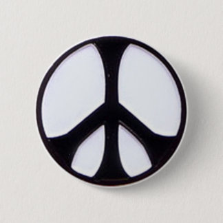 Symbool voor zwart-wit en wit vredessymbool ronde button 5,7 cm